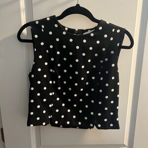 Polka Dot Sleeveless Top - Black and White